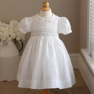 RARE White Smocked Heirloom Dress Hand-Embroidery Feltman Brothers/Friedknit 3M
